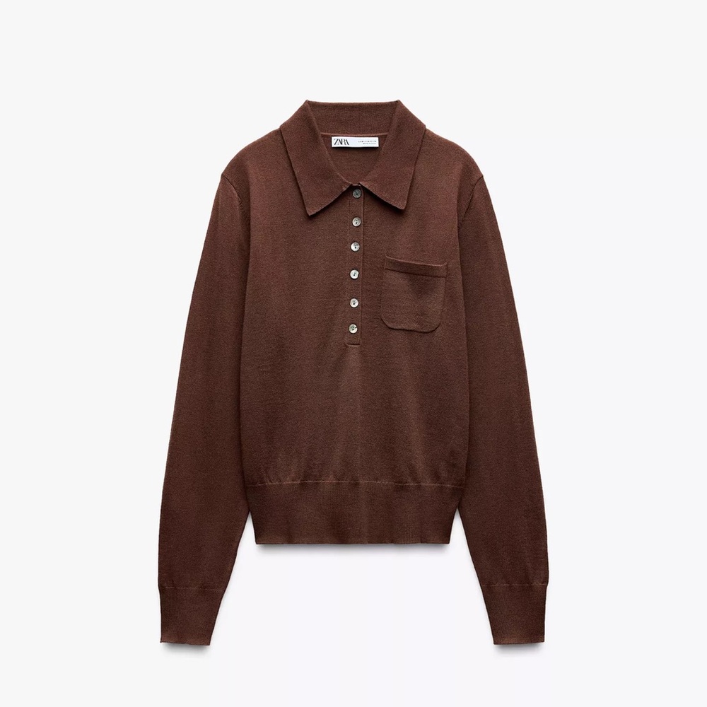 BASIC WOOL BLEND POLO CHOCOLATE